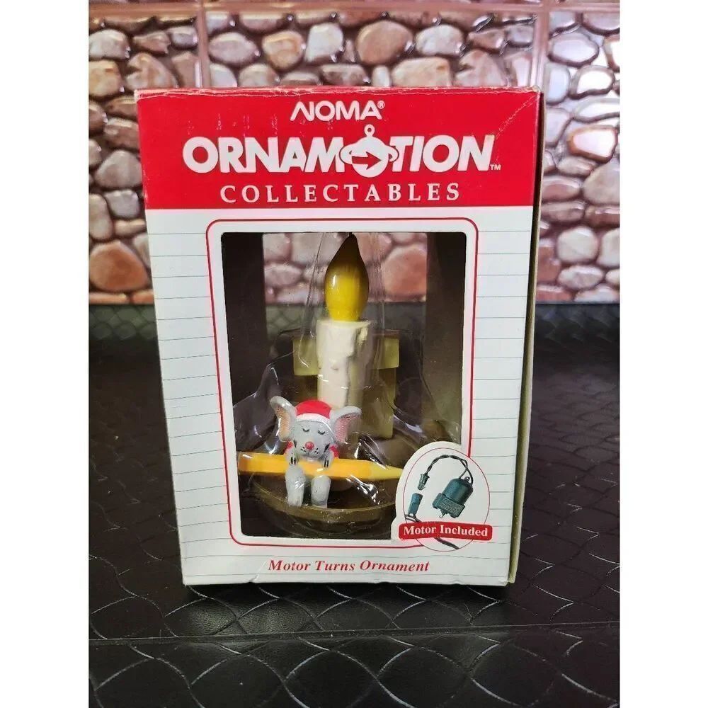 NOMA Ornamotion Christmas Ornament Mouse in Candlestick Motor Included Orig Box